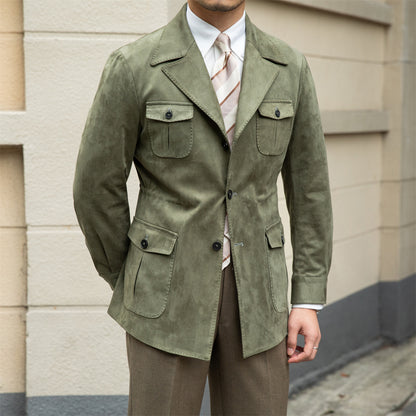 Men's Slim Fit Suede Safari Jacket