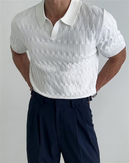 Men's Patterned Knit Polo Shirt