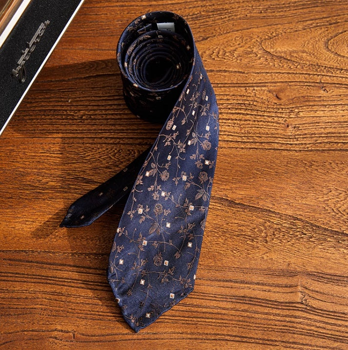 Three-Fold Roll Wool Handmade Silk Tie