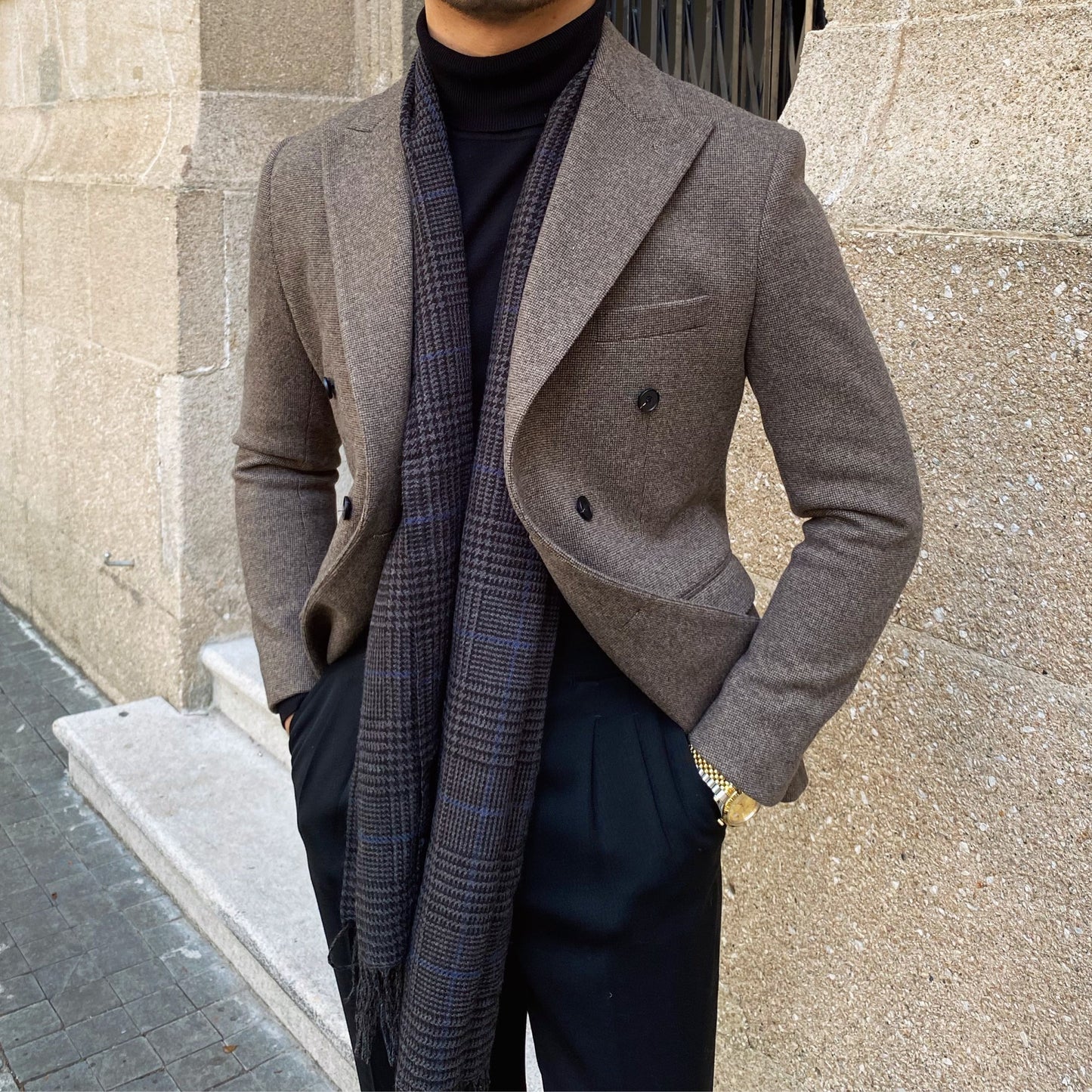 Woolen Warm Double Breasted Suit Jacket