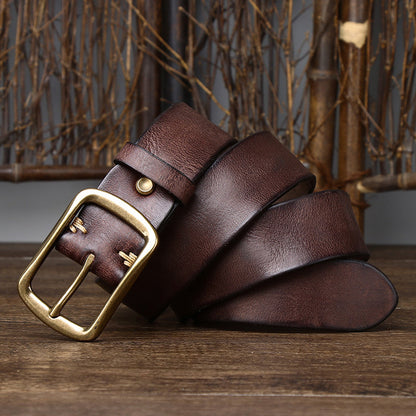 Men's Vintage Brass Buckled Belt