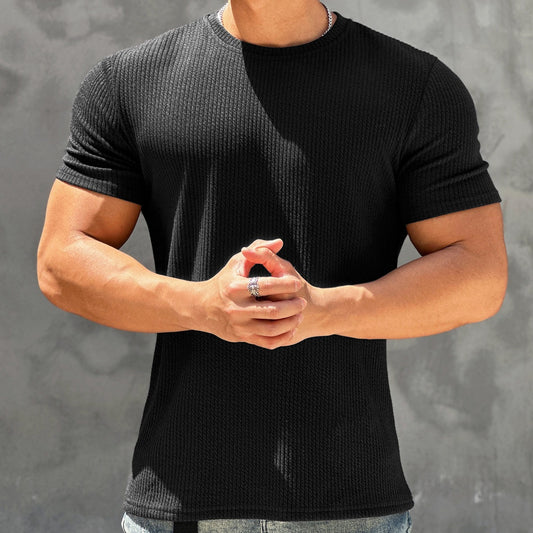 Men's Textured Solid Color T-Shirt