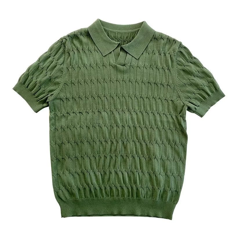 Men's Patterned Knit Polo Shirt