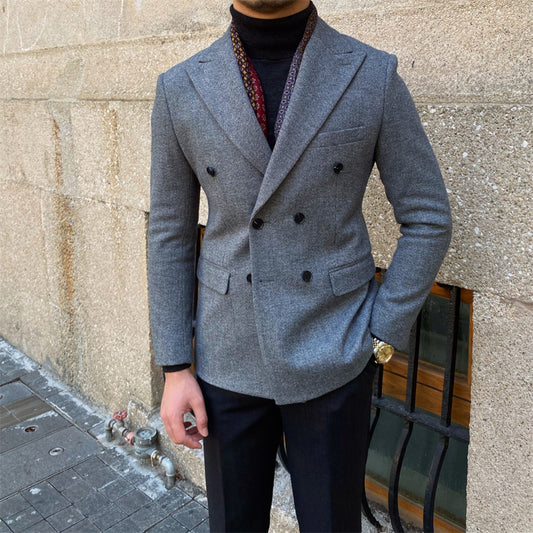 Woolen Warm Double Breasted Suit Jacket