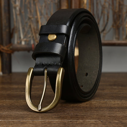 Men's Copper Buckled Leather Belt