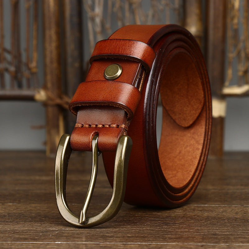 Men's Copper Buckled Leather Belt