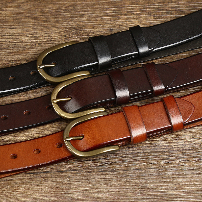 Men's Copper Buckled Leather Belt