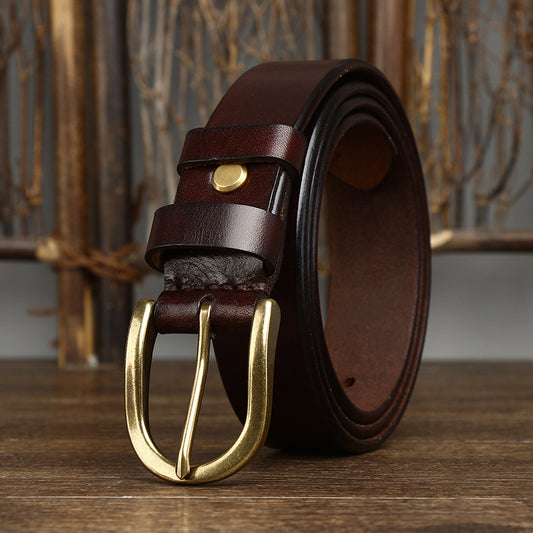 Men's Copper Buckled Leather Belt