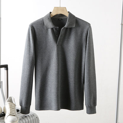 Men's Thick Cotton Long Sleeved Polo