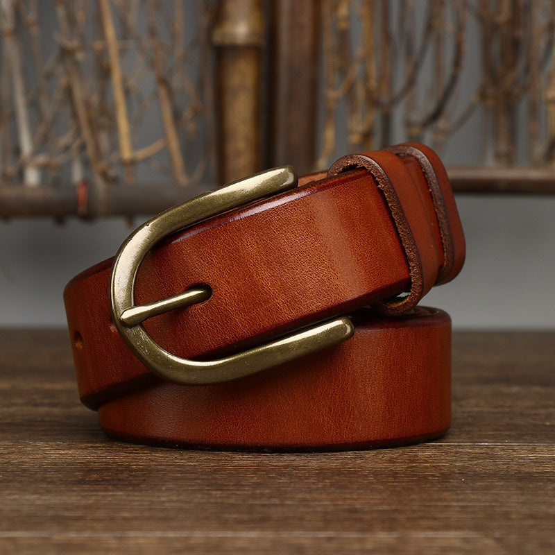 Men's Copper Buckled Leather Belt