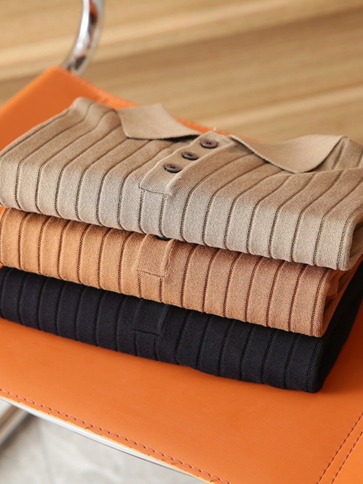 Men's Knitted Short Sleeve Polo