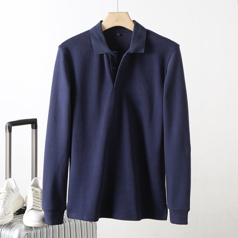Men's Thick Cotton Long Sleeved Polo