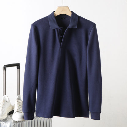 Men's Thick Cotton Long Sleeved Polo