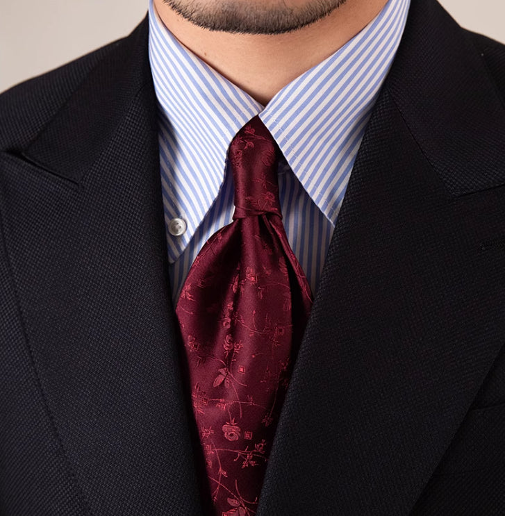 Three-Fold Roll Wool Handmade Silk Tie